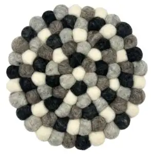 Felt Ball Round Placemat- Multi  Grey Colour | www.artisangoods.co.uk 1