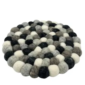 Felt Ball Round Placemat- Multi  Grey Colour | www.artisangoods.co.uk 2