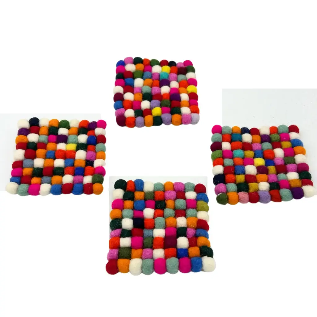 Felt Ball Square Coasters – Multi Grey colour (set of 4) | www.artisangoods.co.uk 2 Felt Ball Square Coasters – Multi Grey colour (set of 4) | www.artisangoods.co.uk 2