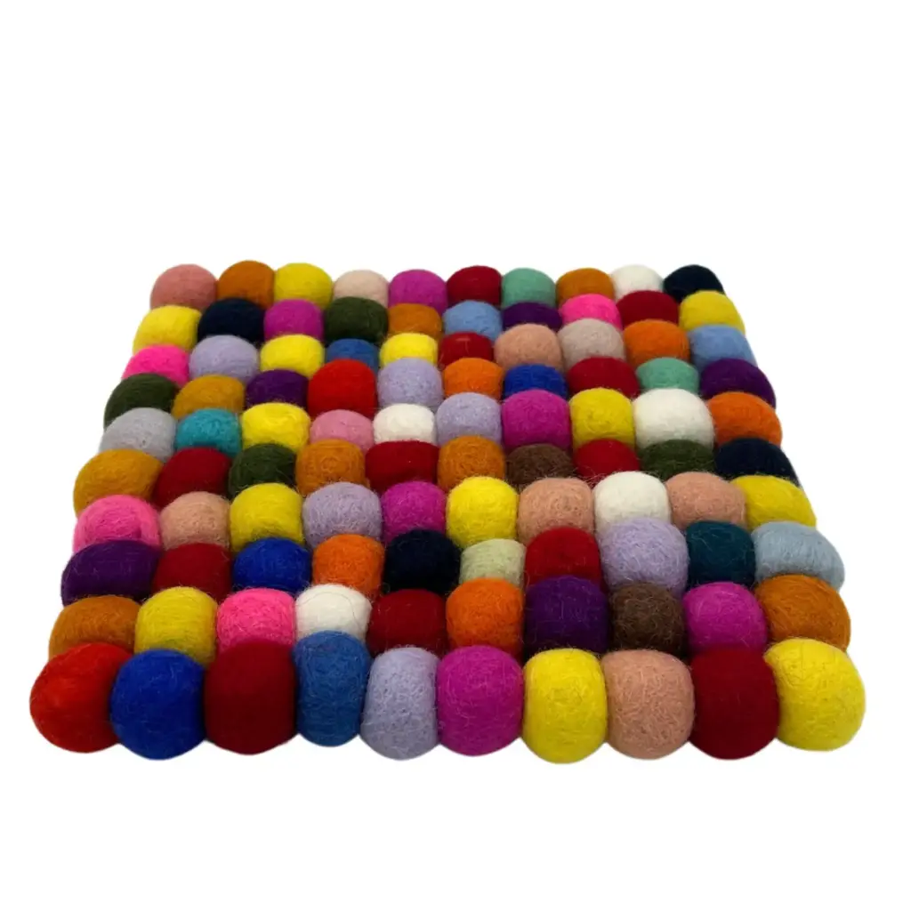 Felt Ball Square Placemat – Multi Colour | www.artisangoods.co.uk 2 Felt Ball Square Placemat – Multi Colour | www.artisangoods.co.uk 2