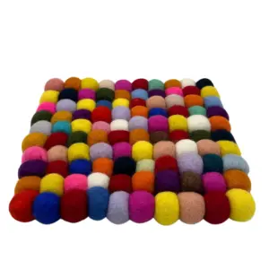 Felt Ball Square Placemat – Multi Colour | www.artisangoods.co.uk 2