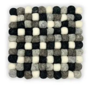 Felt Ball Square Placemat -Multi  Grey Colour | www.artisangoods.co.uk 2