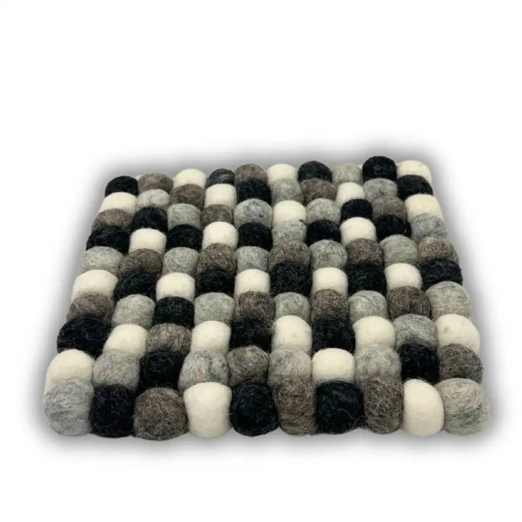 Felt Ball Square Placemat -Multi  Grey Colour | www.artisangoods.co.uk 3
