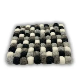 Felt Ball Square Placemat -Multi  Grey Colour | www.artisangoods.co.uk 3