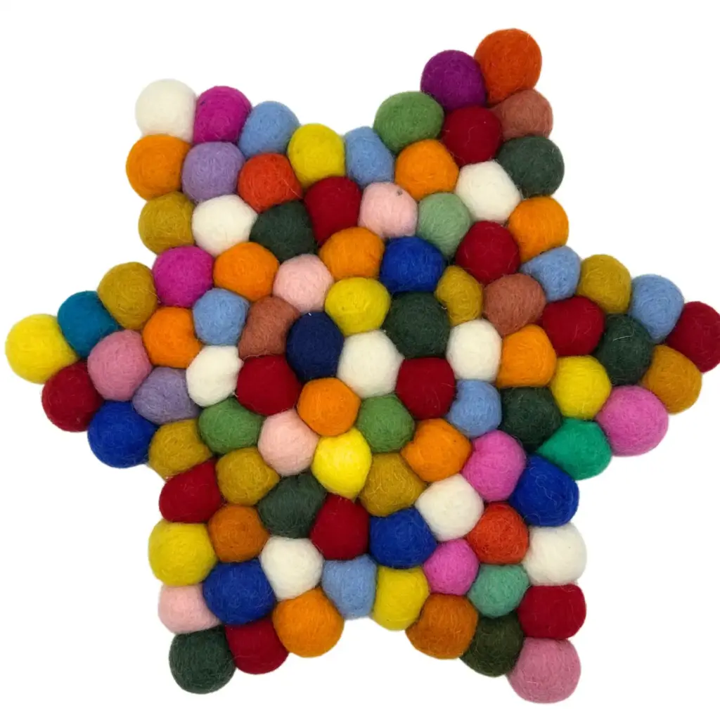 Felt Ball Star Centre Mat – Multi Colour | www.artisangoods.co.uk 2 Felt Ball Star Centre Mat – Multi Colour | www.artisangoods.co.uk 2
