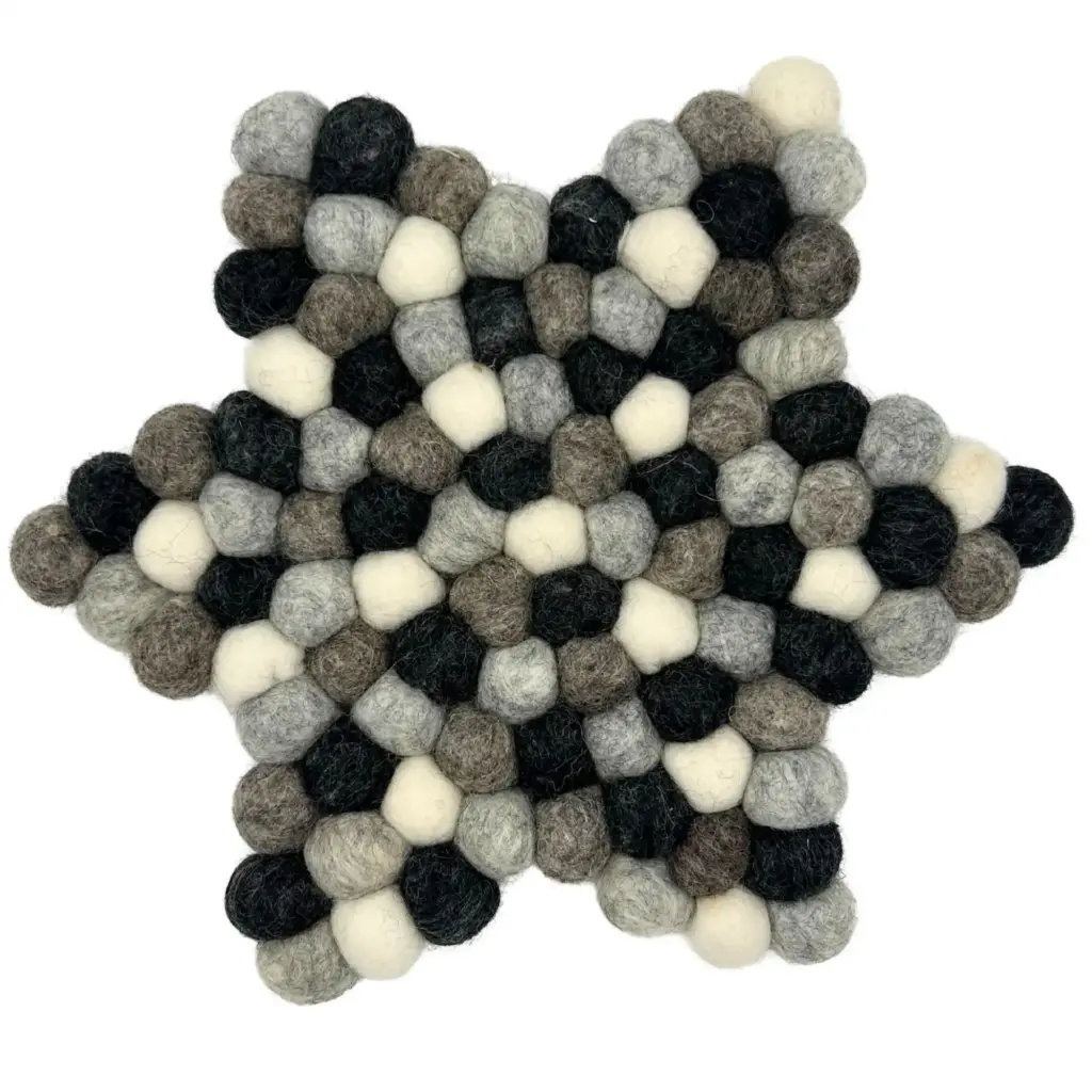 Felt Ball Star Centre Mat – Multi Grey Colour | www.artisangoods.co.uk 2