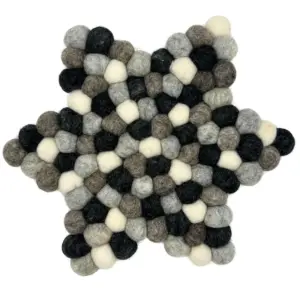 Felt Ball Star Centre Mat – Multi Grey Colour | www.artisangoods.co.uk 2