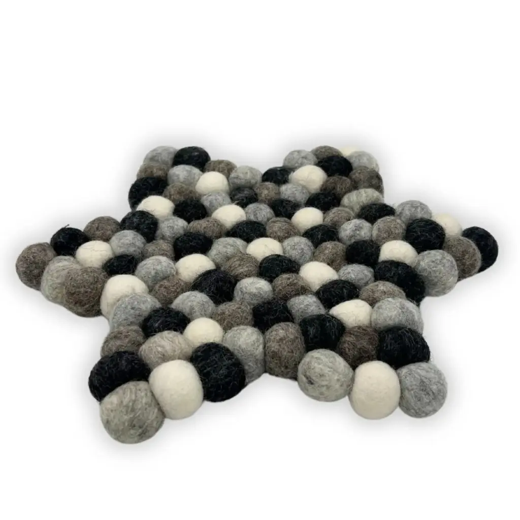 Felt Ball Star Centre Mat – Multi Grey Colour | www.artisangoods.co.uk 3