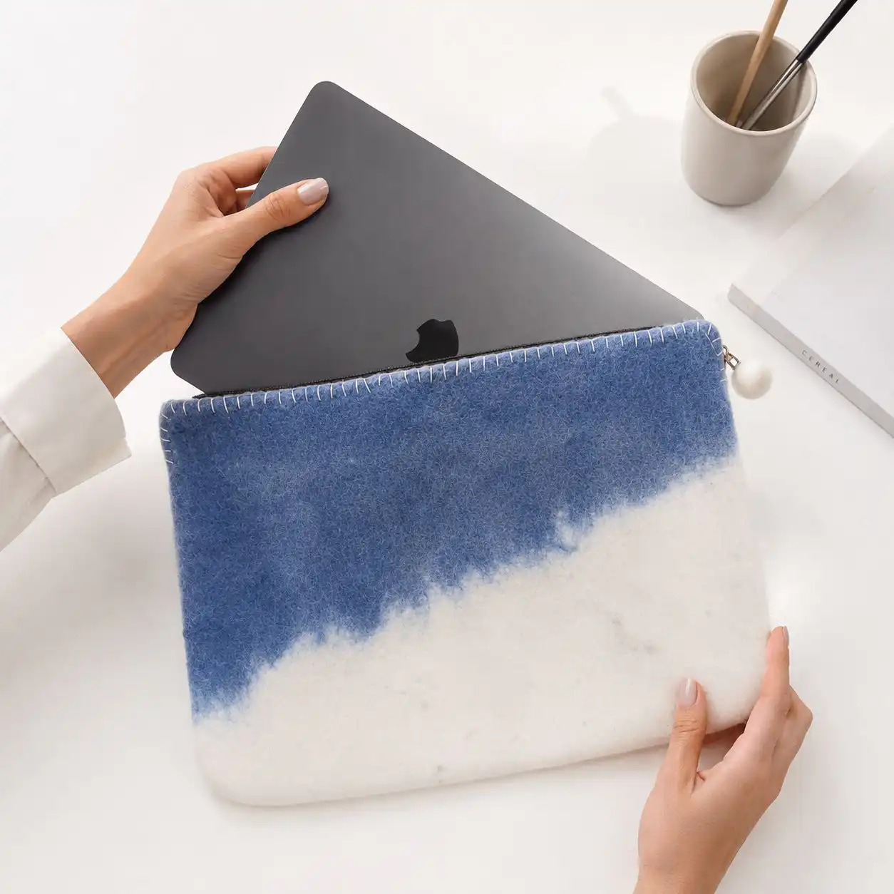 Felt Laptop Pouch (up to 14")  - Blue Horizon