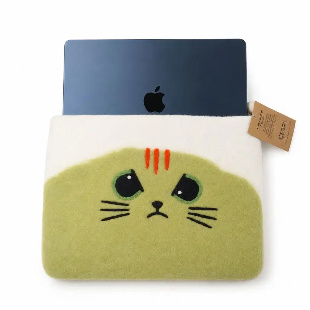 Felt Laptop Pouch (up to 14") - Grumpy Cat