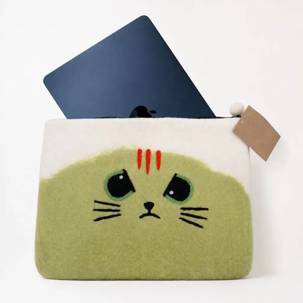 Felt Laptop Pouch (up to 14") - Grumpy Cat