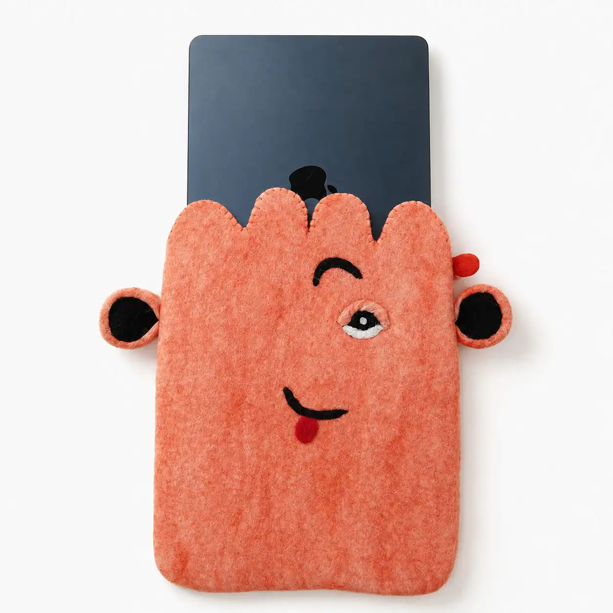 Felt Laptop Pouch (up to 14")  - Pink Cute Face