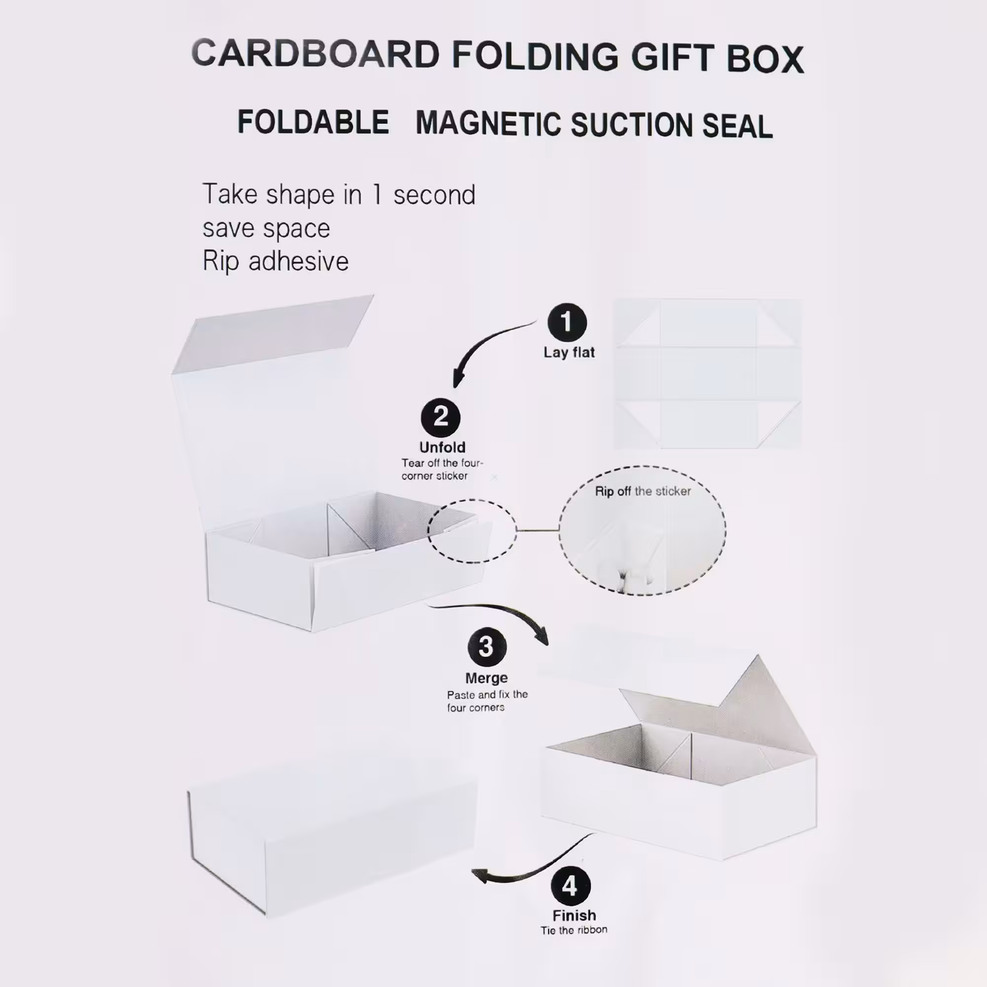 Flat Pack Gift Box – Large (28.2×20.2×9.2cm) – Black | www.artisangoods.co.uk 4 Flat Pack Gift Box - Large (28.2x20.2x9.2cm) - Black - Image 3