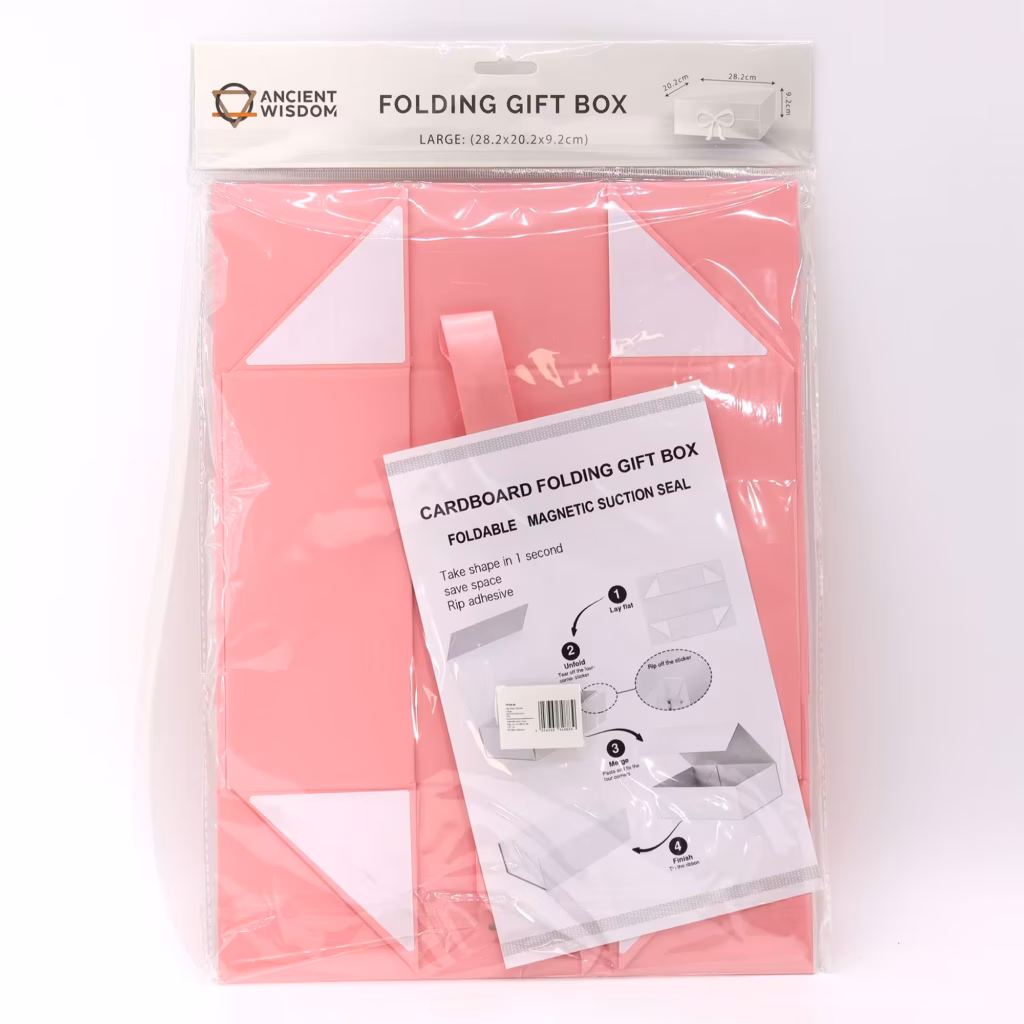 Flat Pack Gift Box – Large  (28.2×20.2×9.2cm) – Pink | www.artisangoods.co.uk 3