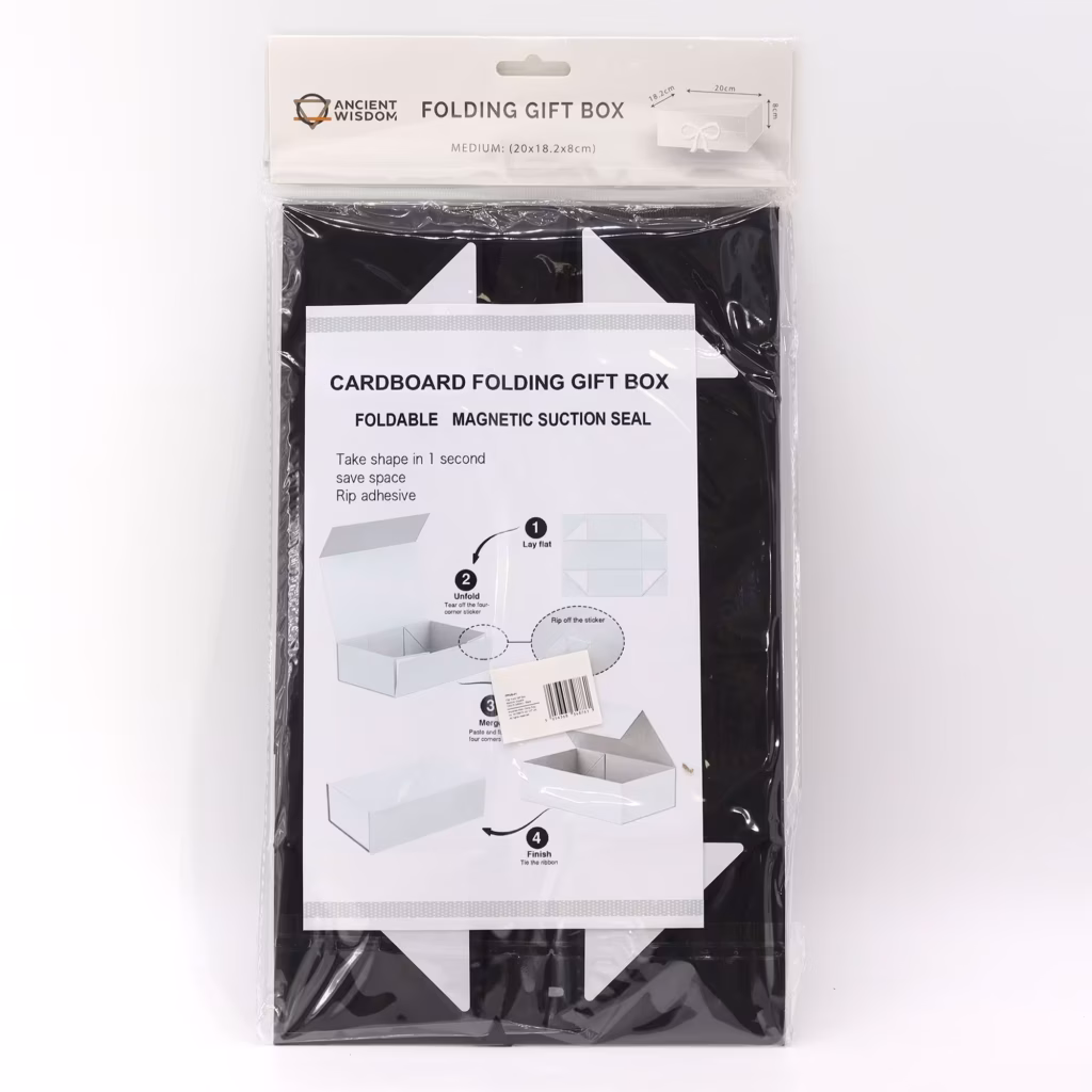 Flat Pack Gift Box – Medium Square (20×18.2x8cm) – Black | www.artisangoods.co.uk