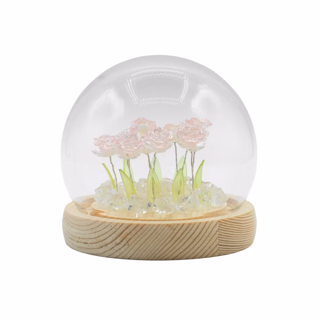 Floral Glow Garden Dome – 10 Pink Roses – LED USB | www.artisangoods.co.uk