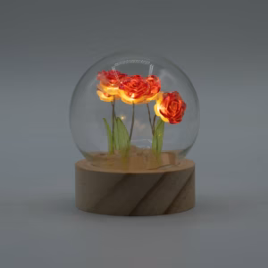 Floral Glow Garden Dome – 5 Red Roses – LED Battery | www.artisangoods.co.uk 3
