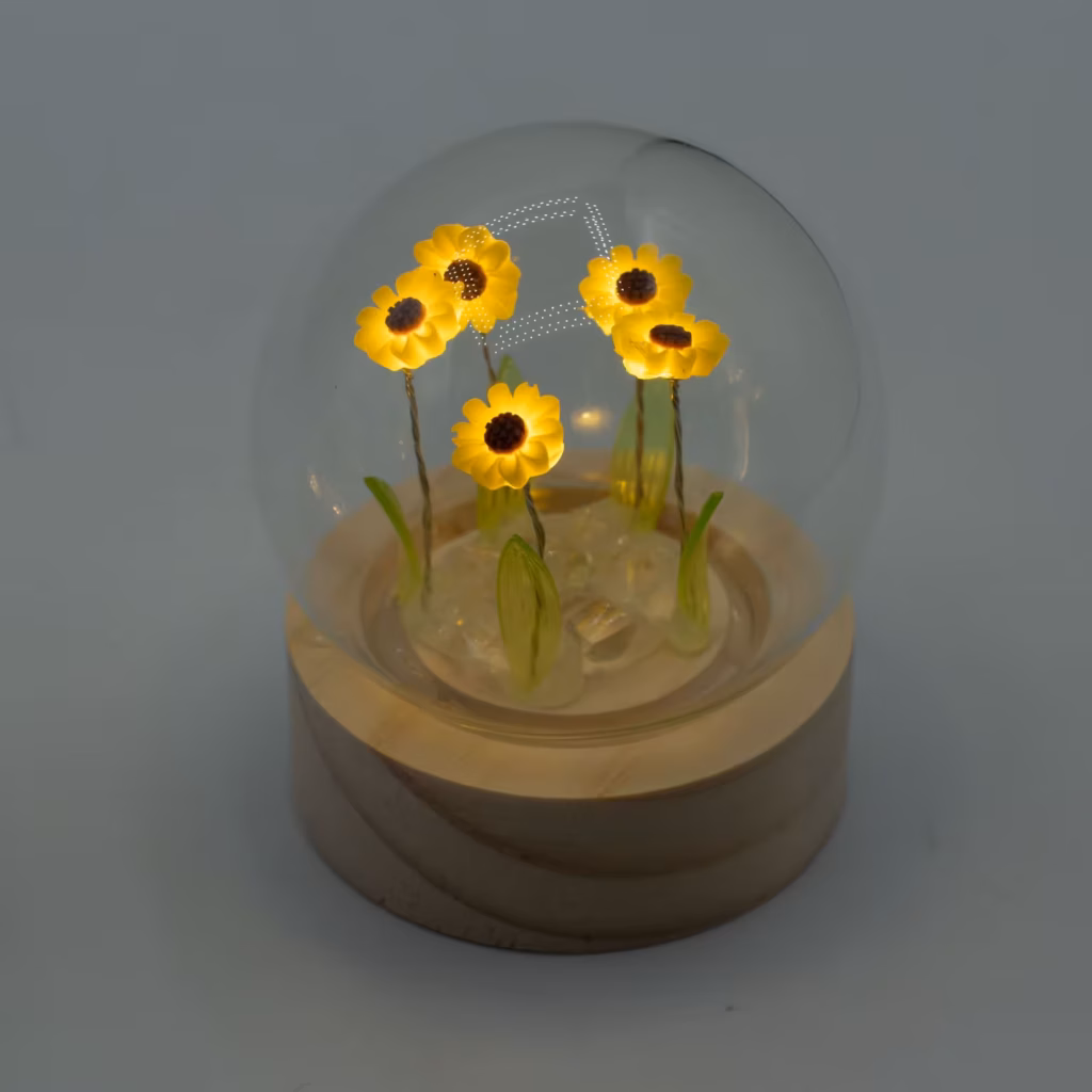 Floral Glow Garden Dome – 5 Sunflowers – LED Battery | www.artisangoods.co.uk 3