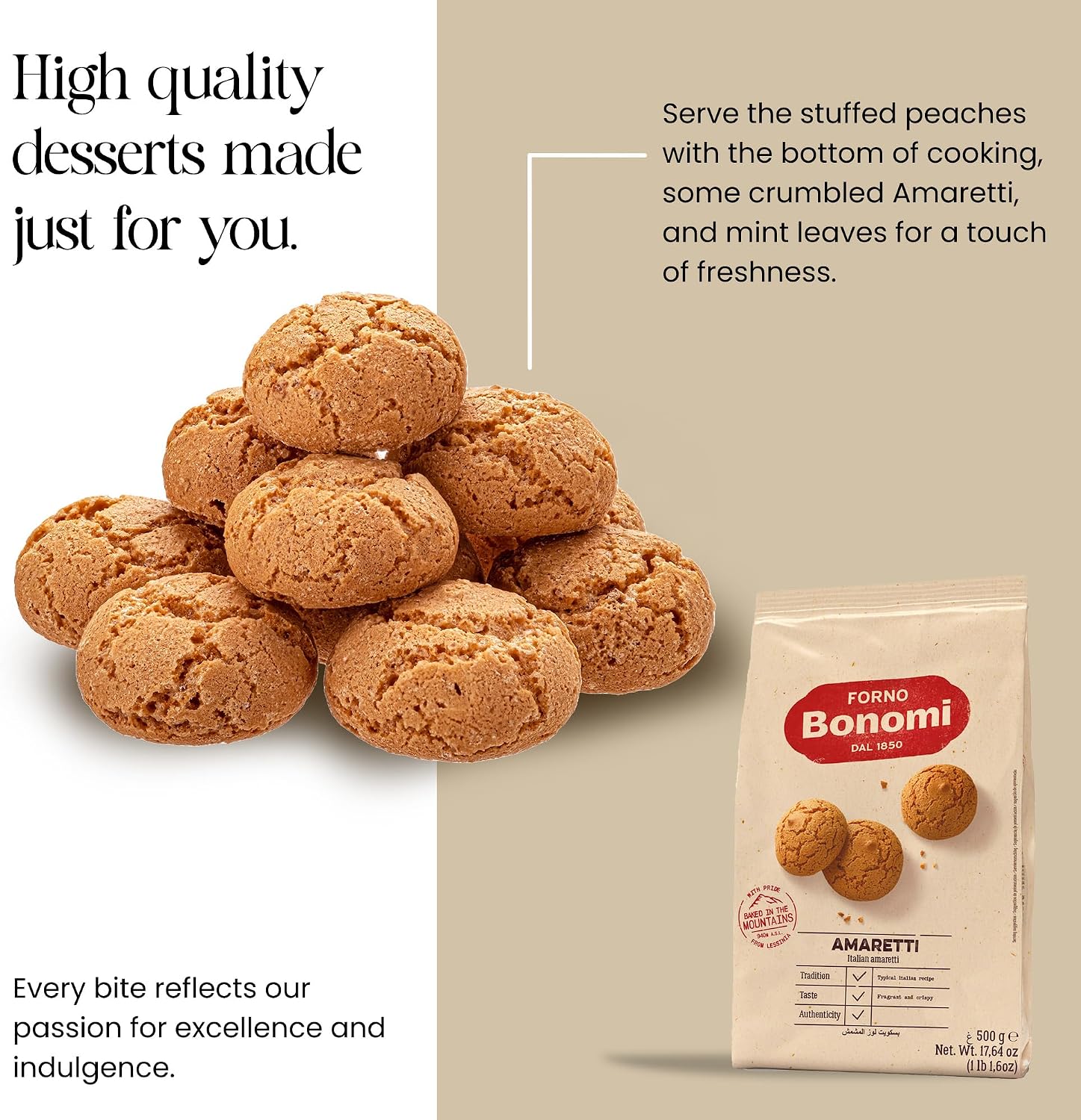 Forno Bonomi Amaretti Biscuits – Almond-Flavored 500 g Pack
