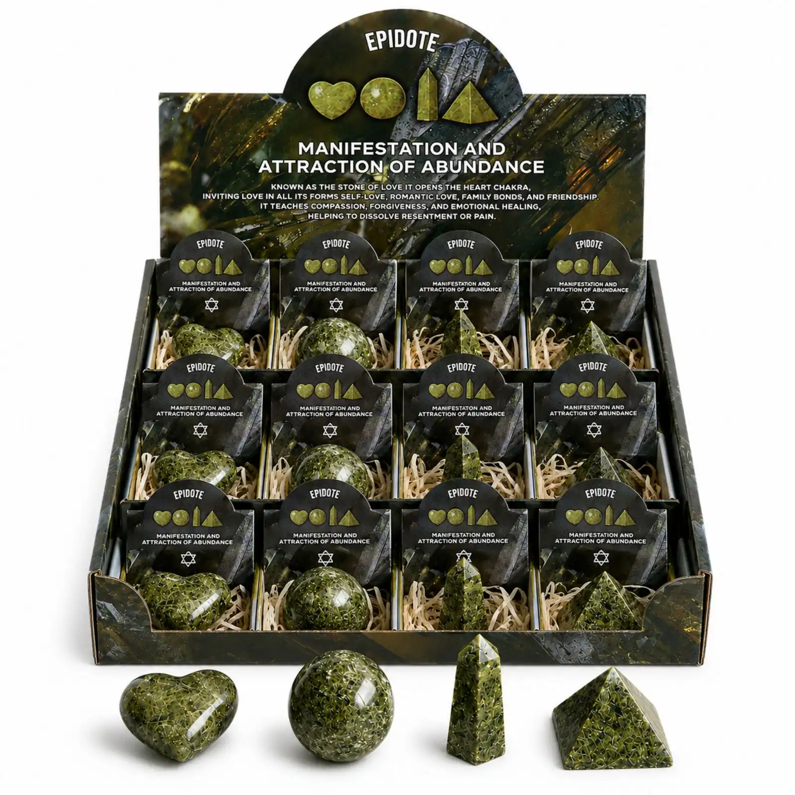 Four Gemstone Shapes - Epidote