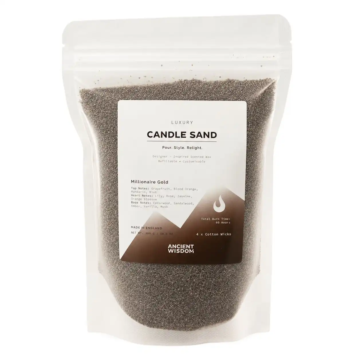 Fragranced Candle Sand - Chocolate Brown - Millionaire Gold - 300g