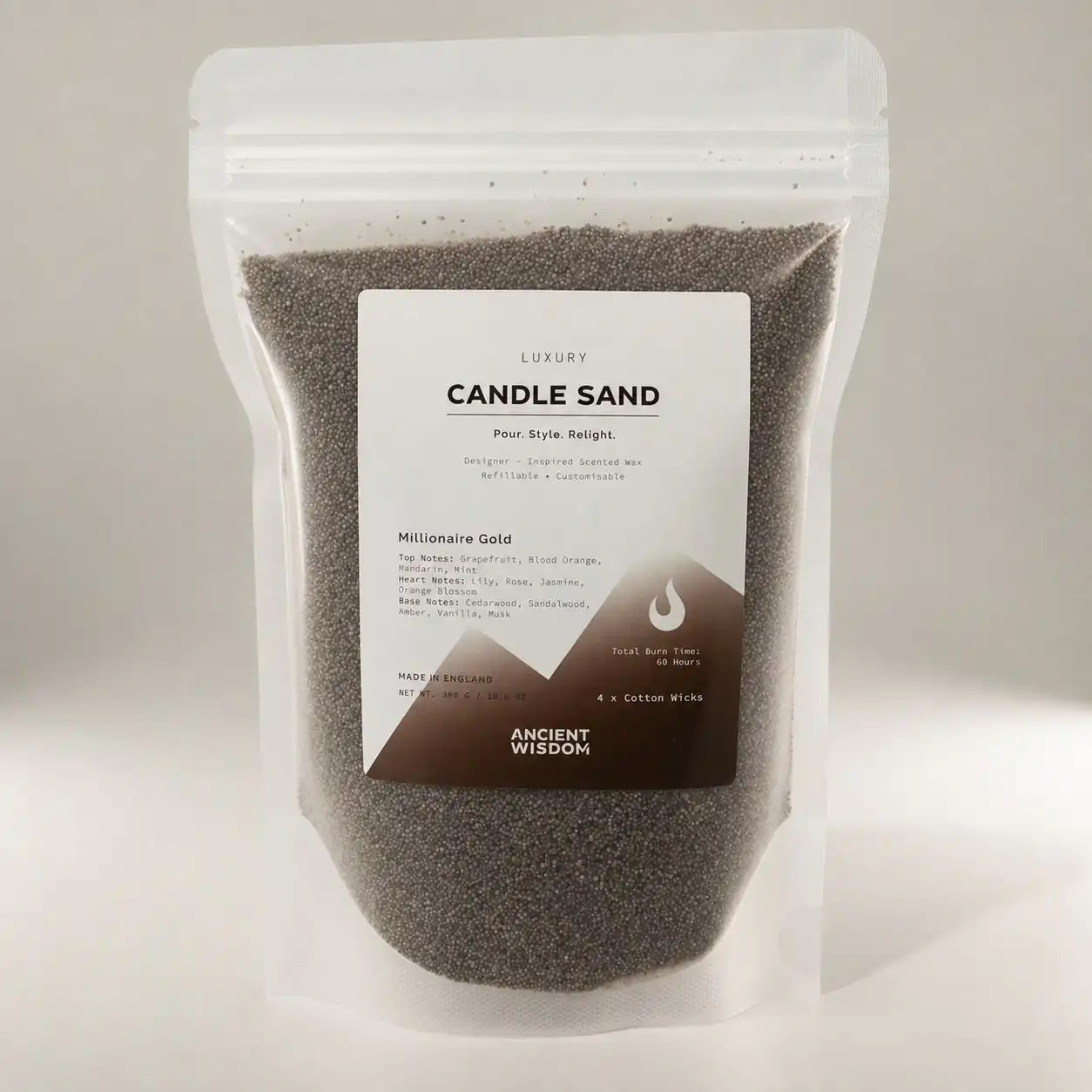 Fragranced Candle Sand - Chocolate Brown - Millionaire Gold - 300g
