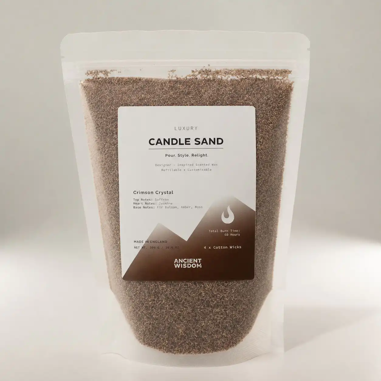 Fragranced Candle Sand - Mocha Brown - Crimson Crystal - 300g