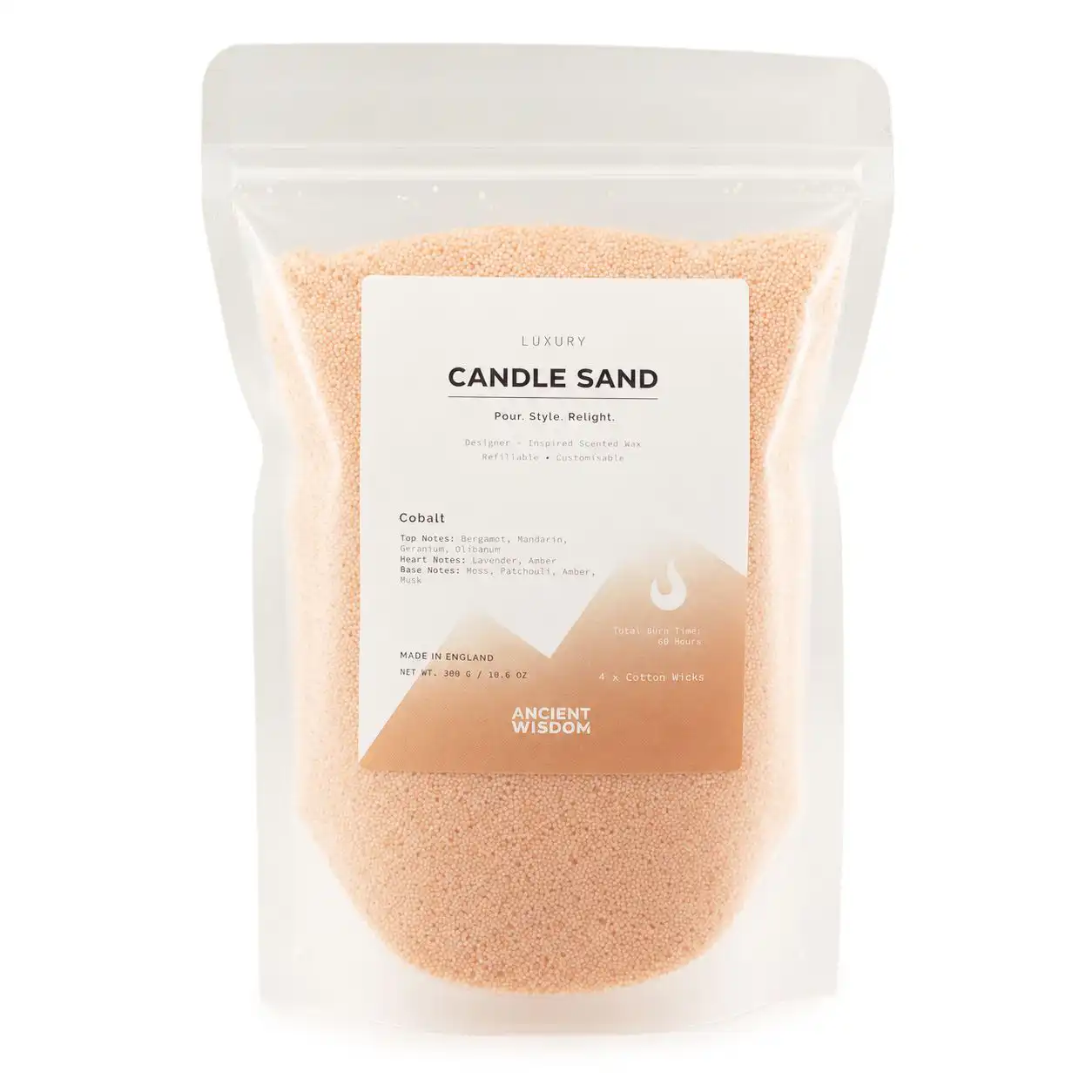 Fragranced Candle Sand - Taupe Orange - Cobalt - 300g