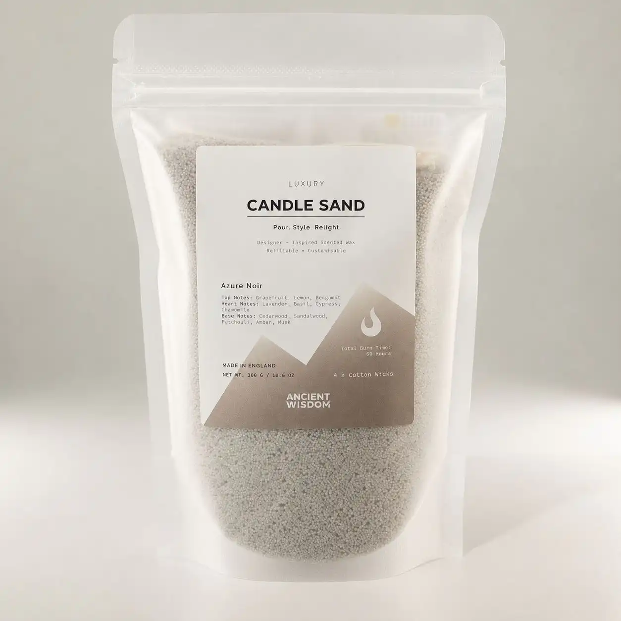 Fragranced Candle Sand - Warm Grey - Azure Noir - 300g