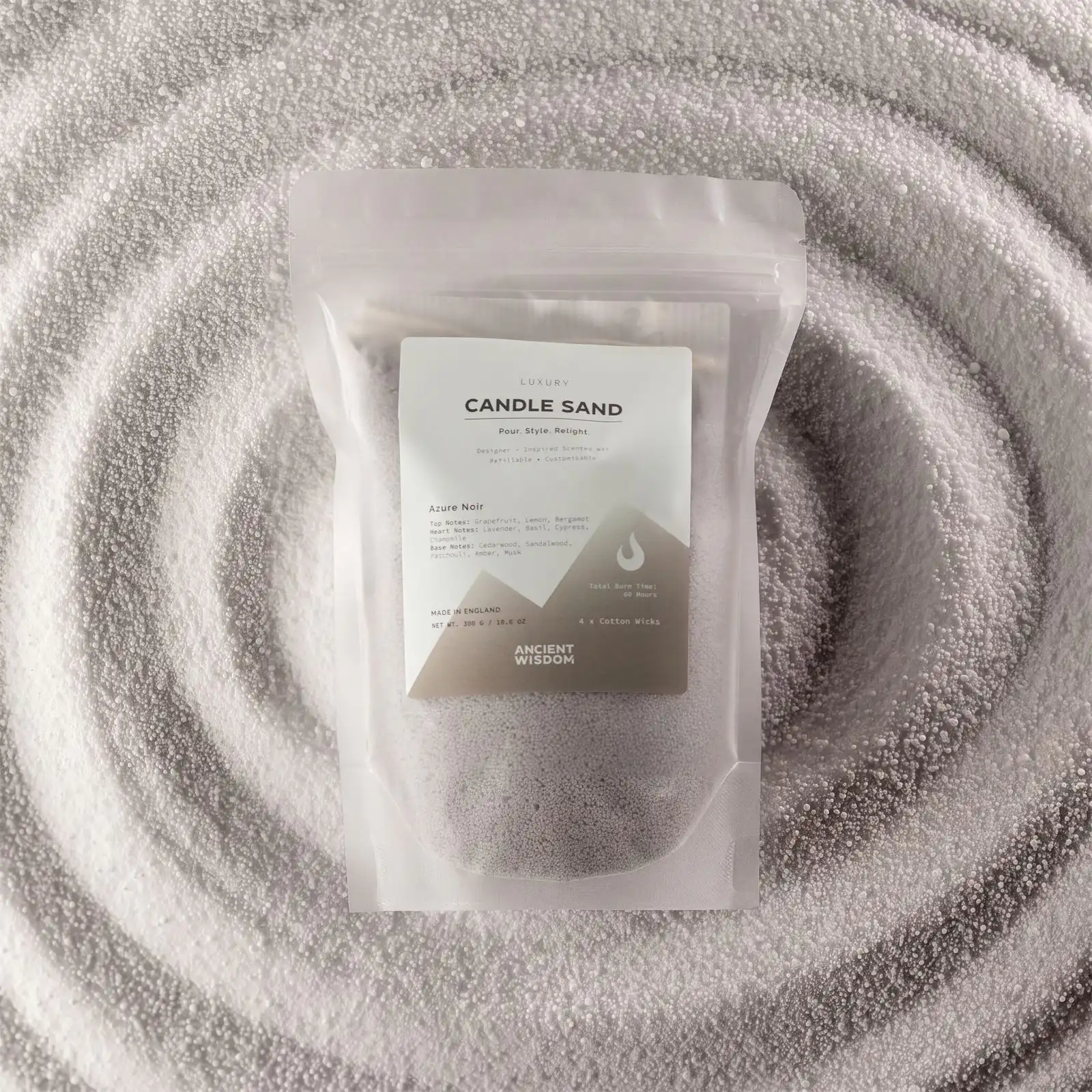 Fragranced Candle Sand - Warm Grey - Azure Noir - 300g