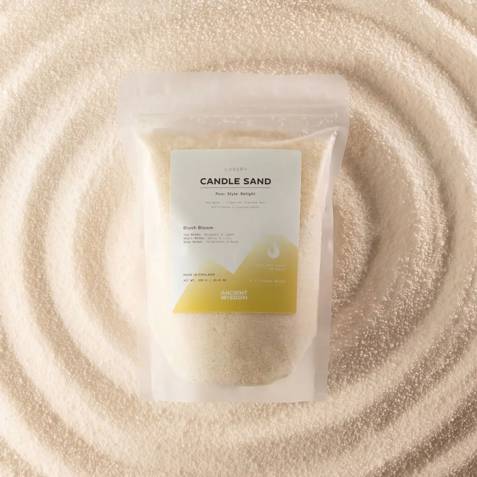 Fragranced Candle Sand - Warm Honey - Blush Bloom - 300g