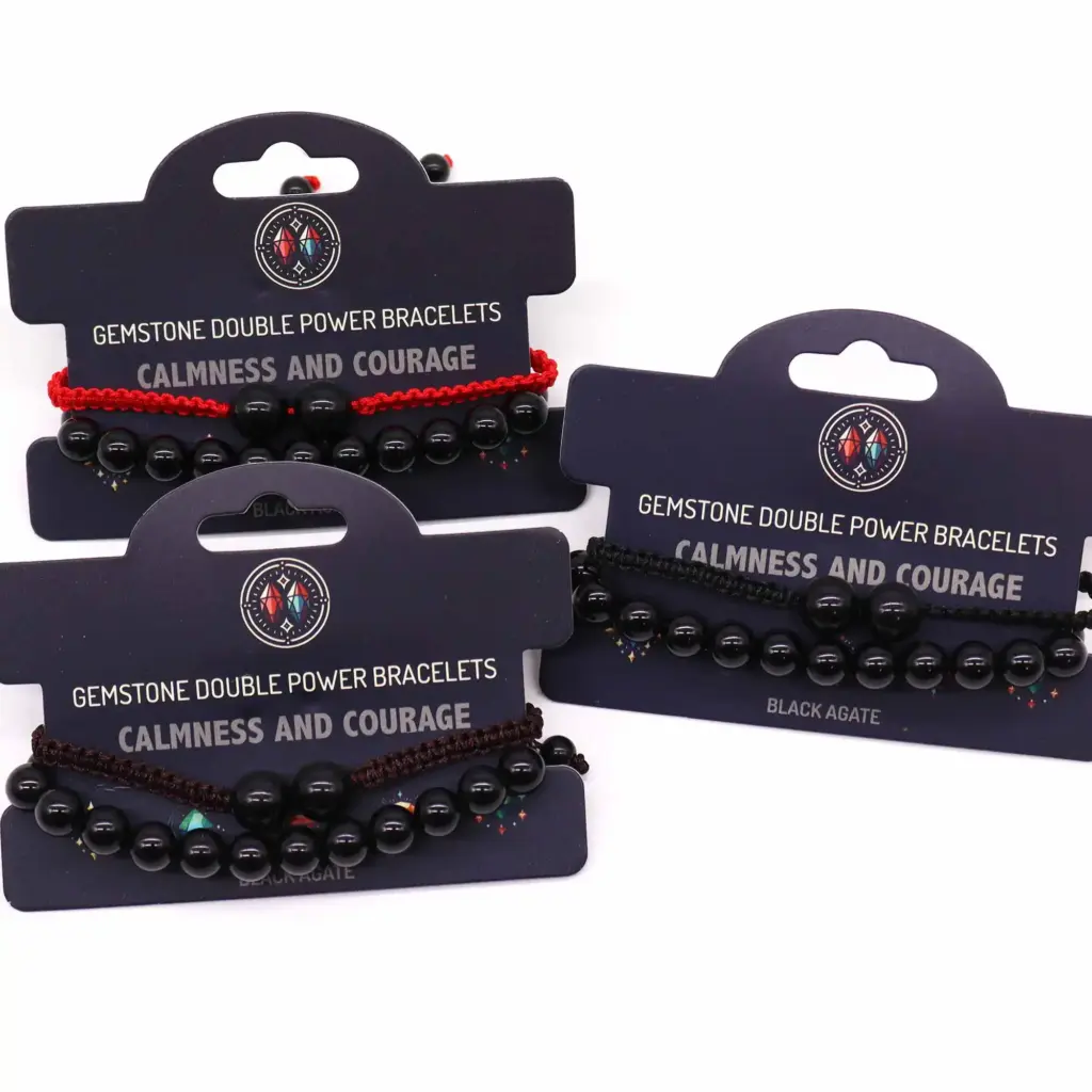 Gemstone Double Power Bracelets- Black Agate | www.artisangoods.co.uk 2