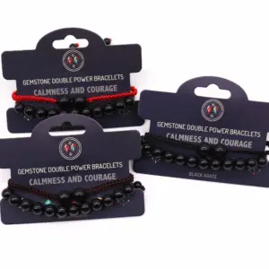 Gemstone Double Power Bracelets- Black Agate | www.artisangoods.co.uk 2