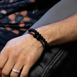 Gemstone Double Power Bracelets- Black Agate | www.artisangoods.co.uk 3