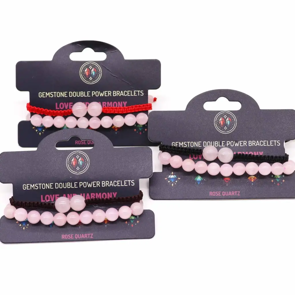 Gemstone Double Power Bracelets- Rose Quartz | www.artisangoods.co.uk 2