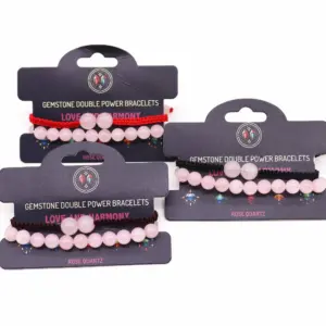 Gemstone Double Power Bracelets- Rose Quartz | www.artisangoods.co.uk 2