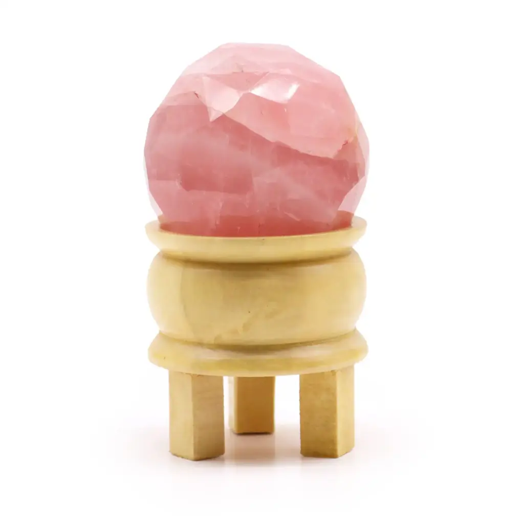 Gemstone Faceted Healing Ball & Stand – Rose Quartz | www.artisangoods.co.uk