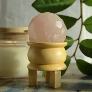 Gemstone Faceted Healing Ball & Stand – Rose Quartz | www.artisangoods.co.uk 3