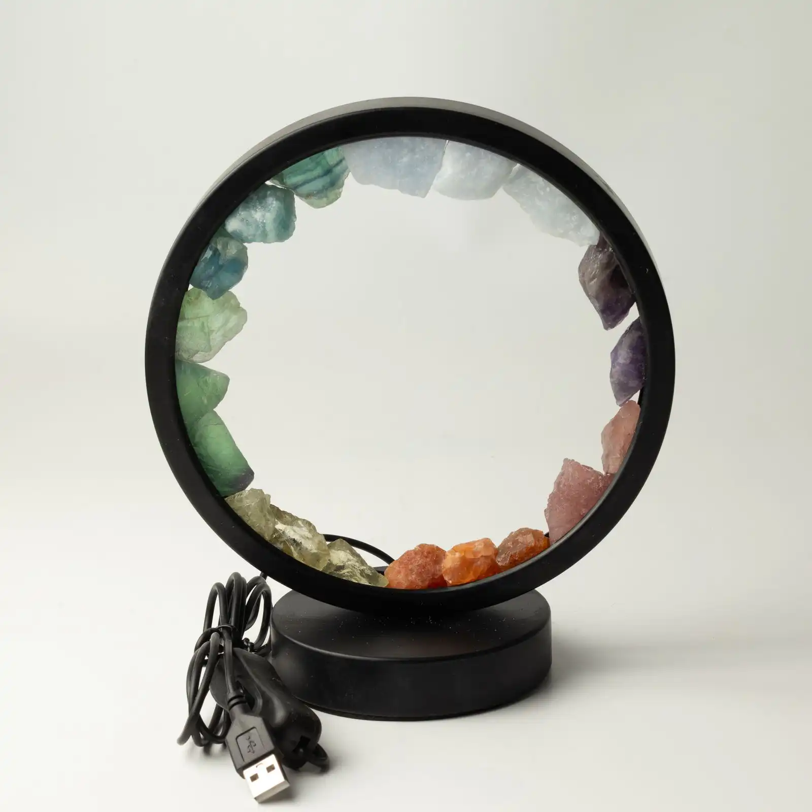 Gemstone Halo Lamp - 7 Chakra  - 7 Gems