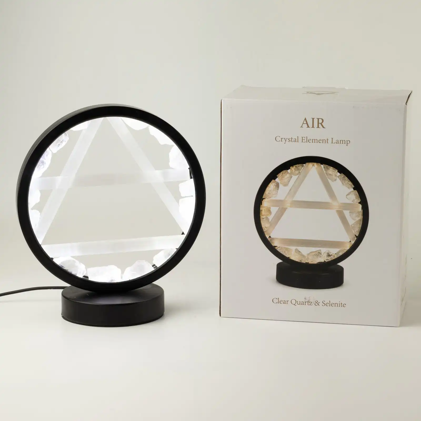 Gemstone Halo Lamp - Air - Clear Quartz & Selenite