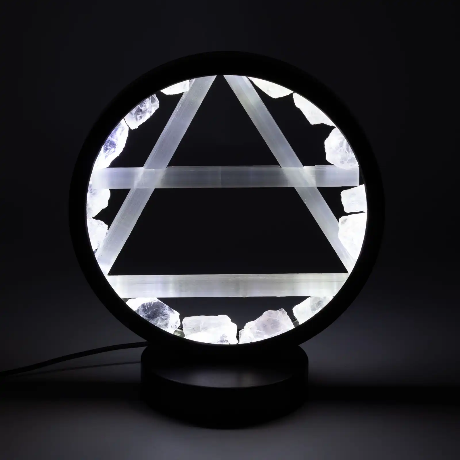Gemstone Halo Lamp - Air - Clear Quartz & Selenite