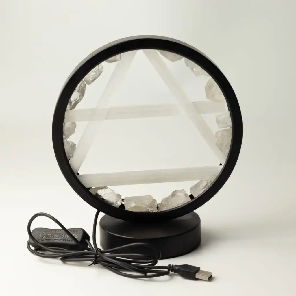 Gemstone Halo Lamp - Air - Clear Quartz & Selenite