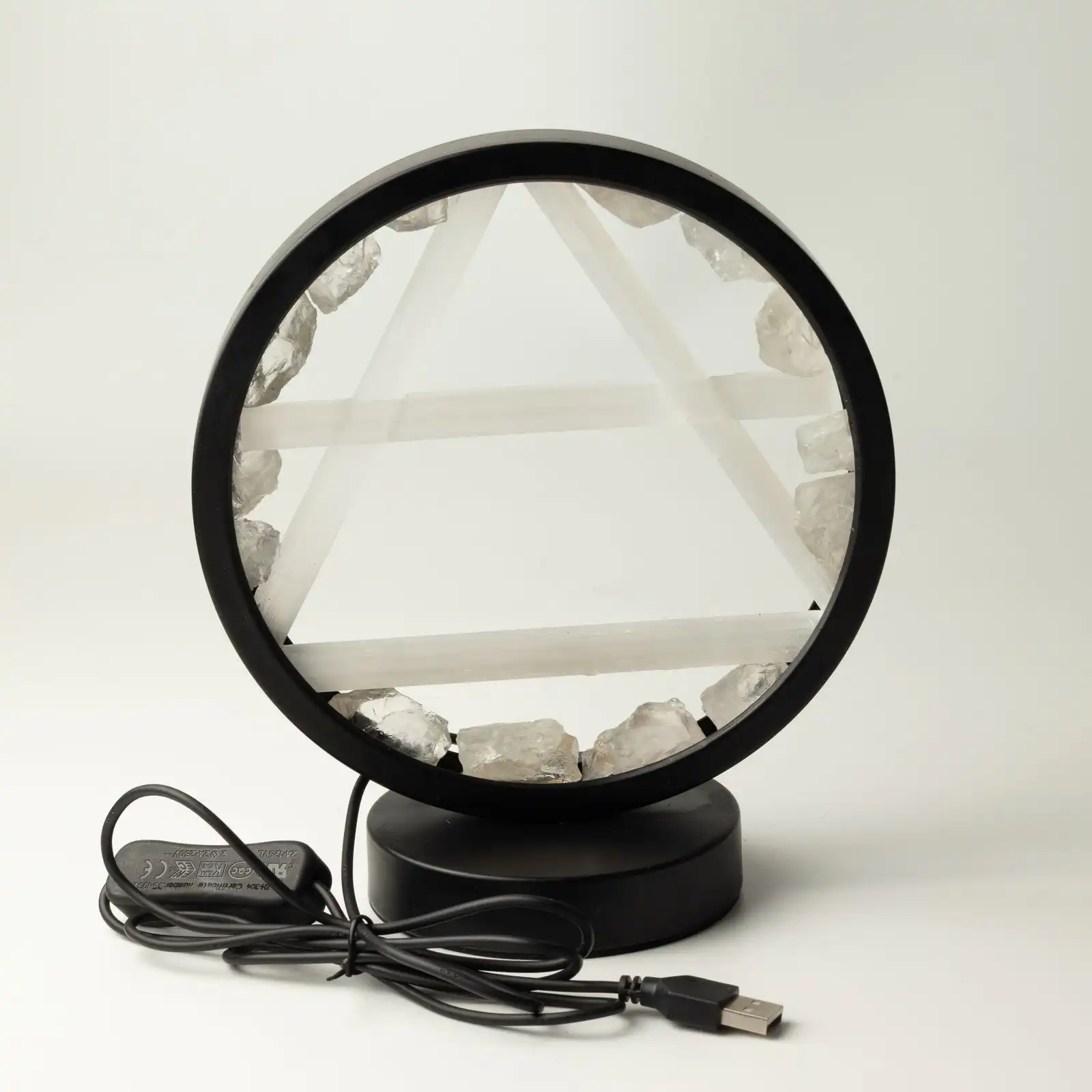 Gemstone Halo Lamp - Air - Clear Quartz & Selenite