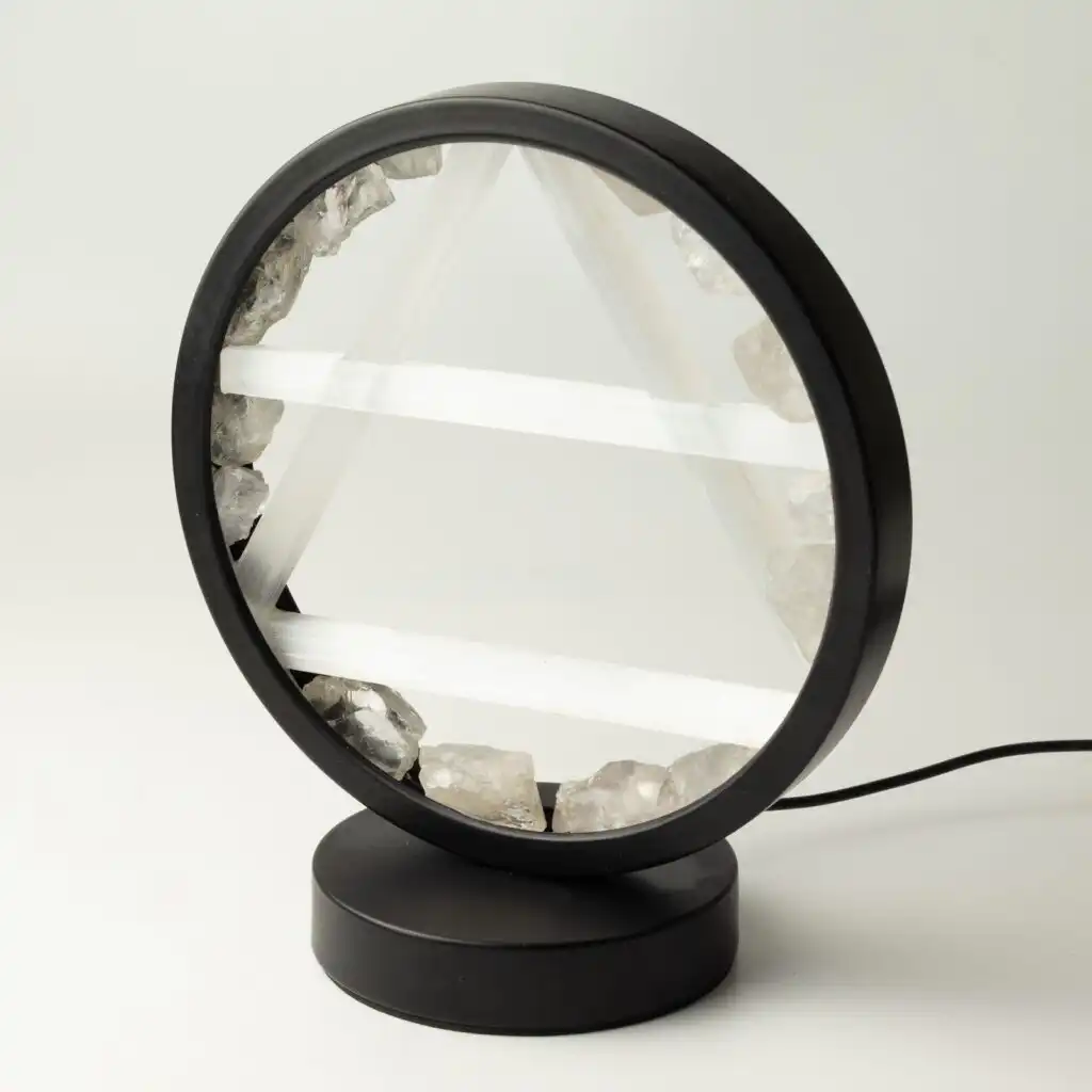 Gemstone Halo Lamp - Air - Clear Quartz & Selenite