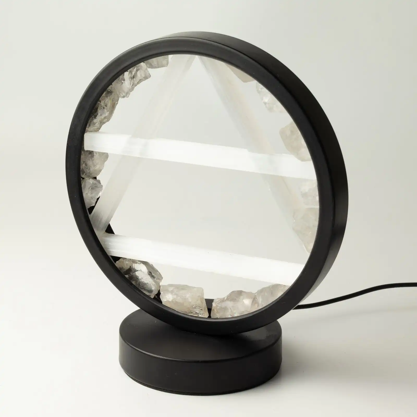 Gemstone Halo Lamp - Air - Clear Quartz & Selenite