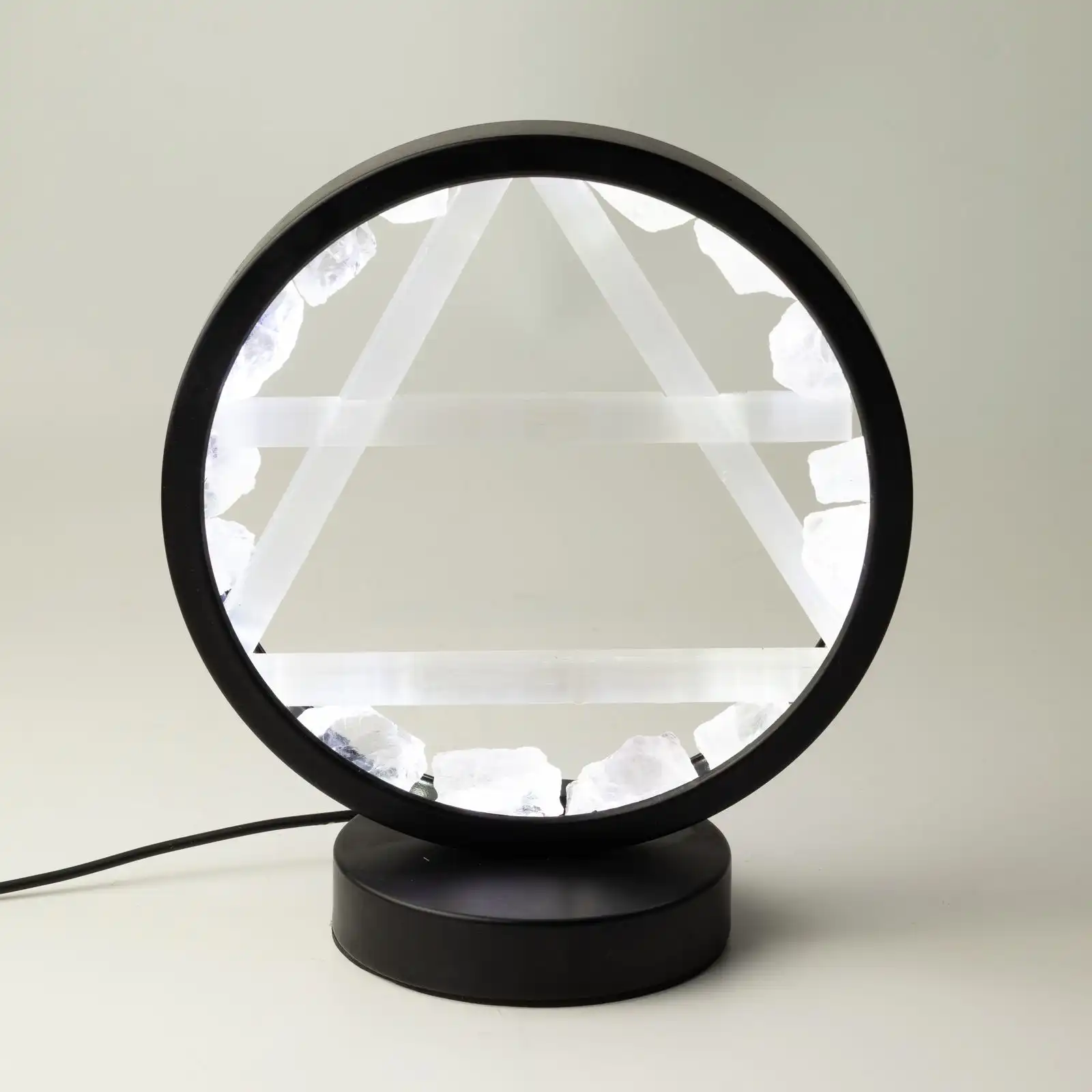 Gemstone Halo Lamp - Air - Clear Quartz & Selenite