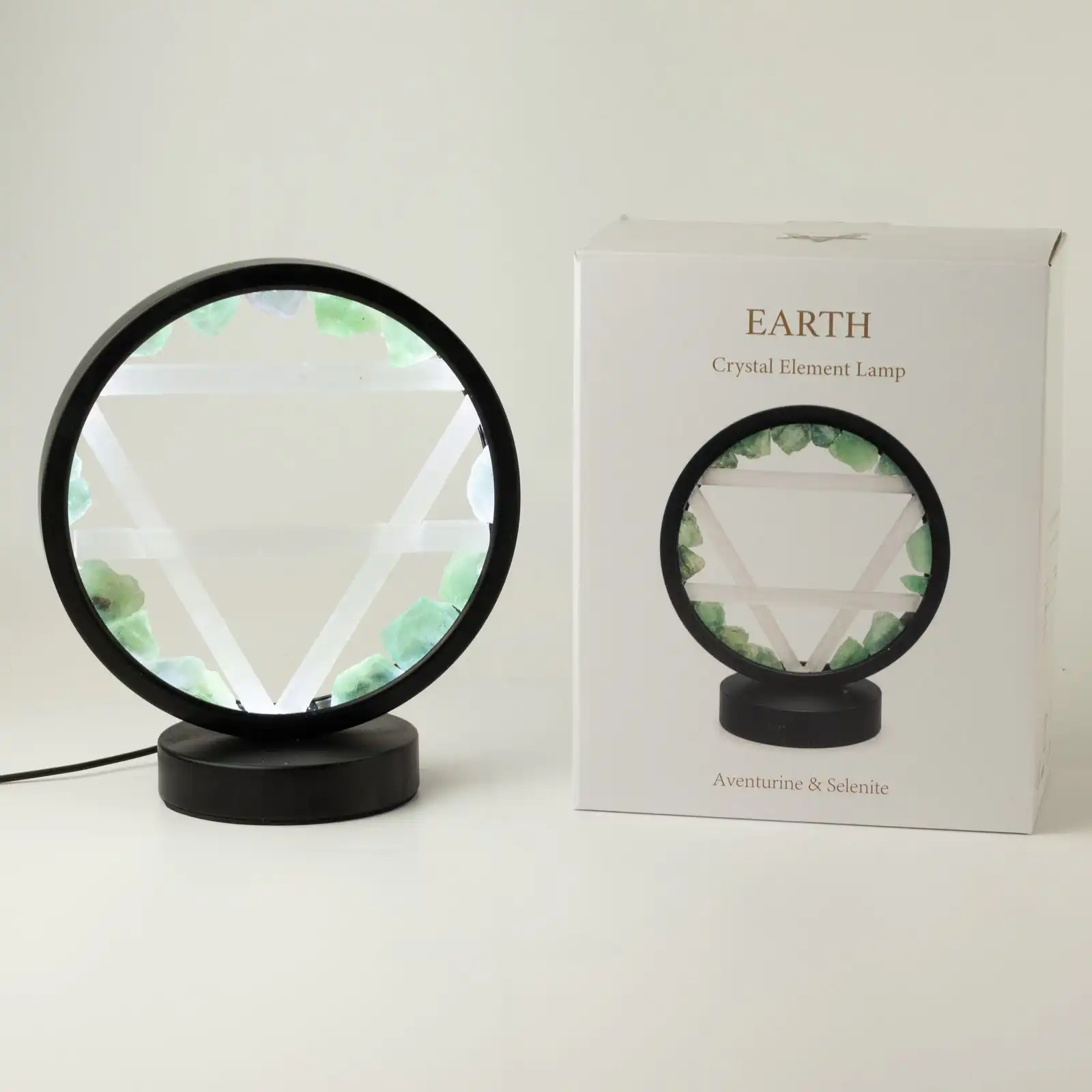 Gemstone Halo Lamp - Earth  - Aventurine & Selenite