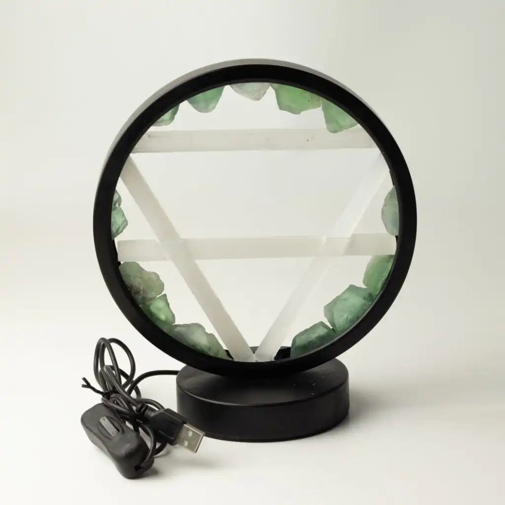 Gemstone Halo Lamp - Earth  - Aventurine & Selenite