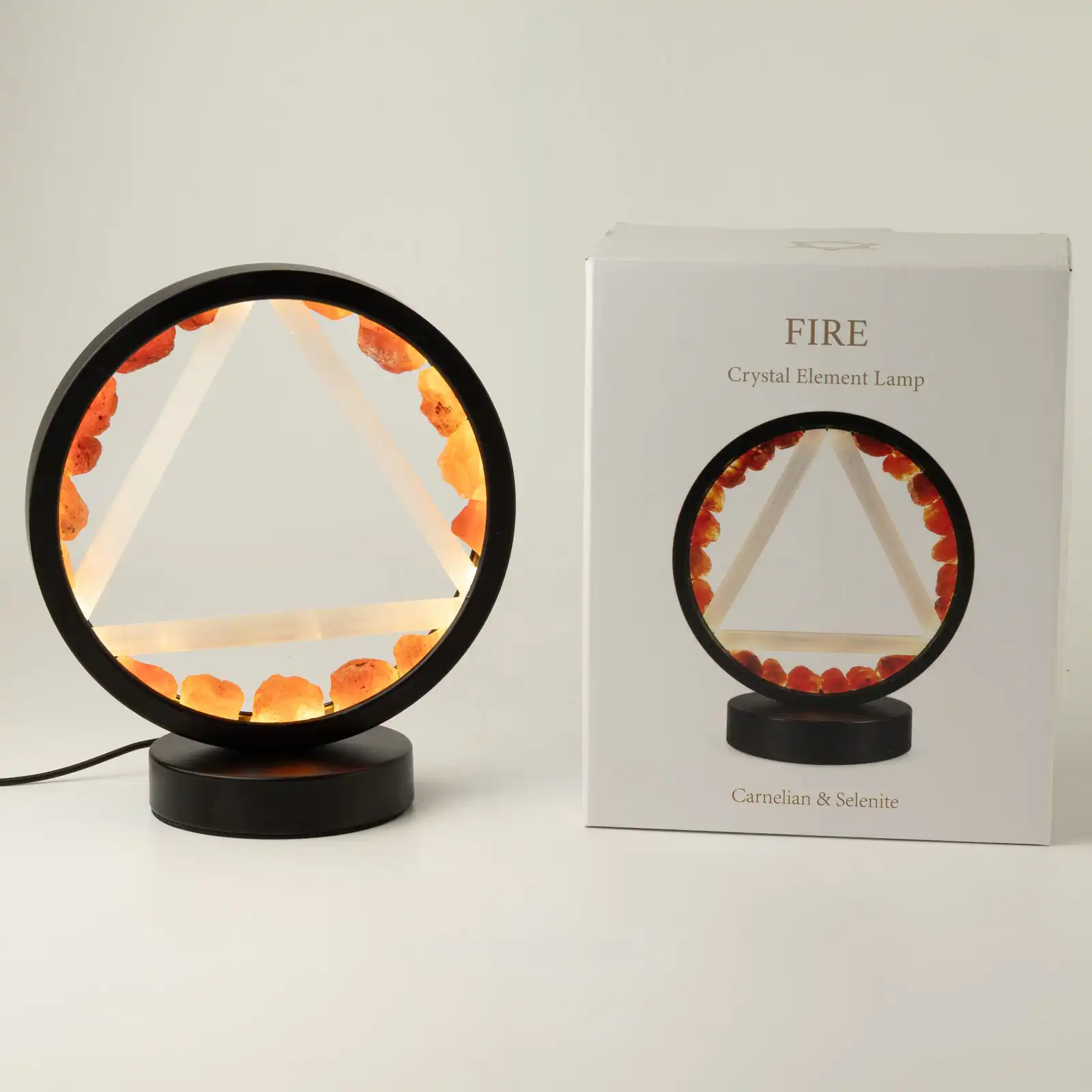 Gemstone Halo Lamp - Fire - Carnelian & Selenite