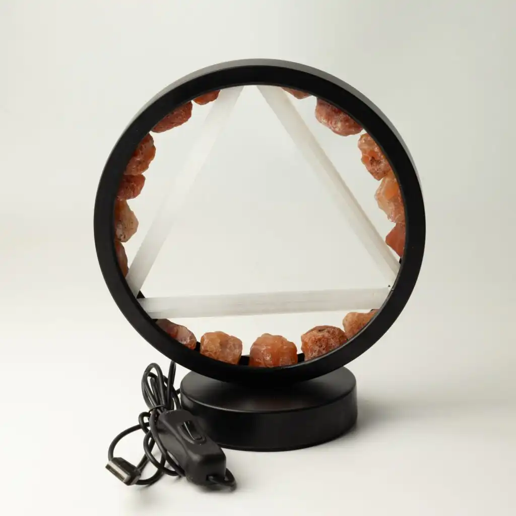 Gemstone Halo Lamp - Fire - Carnelian & Selenite